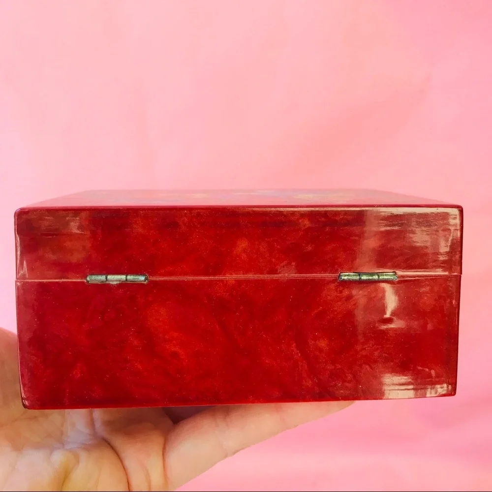 Vintage hand painted/hand made varnished wooden box